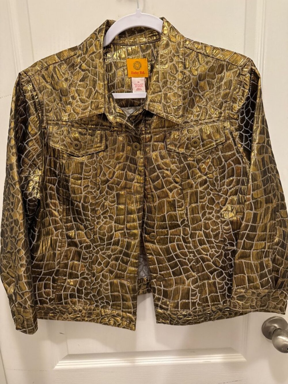 Metallic gold textured jacket, Ruby Rd. Brand, Size 14 - Picture 2 of 4